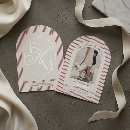 Altes Money Script Red Strip Foto Save the Date Einladung