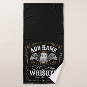 Altes Moonshine Whiskey-Etikett und FOTO Familienn Badhandtuch Set