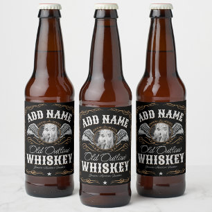 Altes Moonshine Whiskey-Etikett und FOTO Familienn Bierflaschenetikett