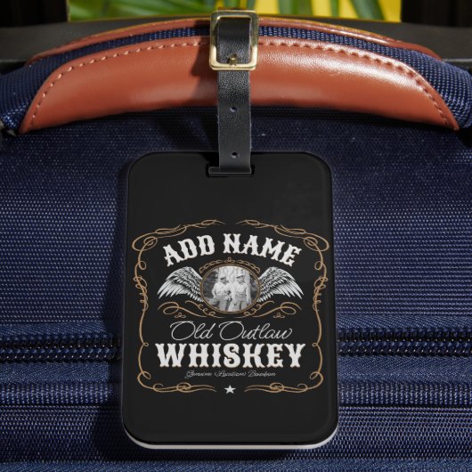 Altes Moonshine Whiskey-Etikett und FOTO Familienn Gepäckanhänger (Vorderseite Insitu 2)