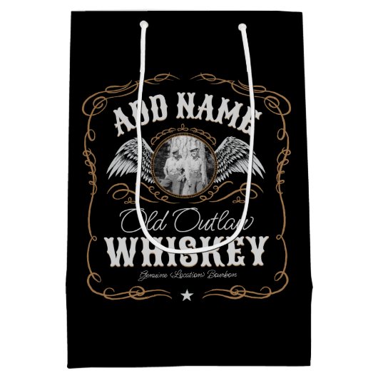 Altes Moonshine Whiskey-Etikett und FOTO Familienn Mittlere Geschenktüte (Rückseite)