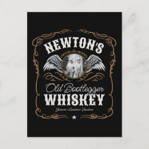 Altes Moonshine Whiskey-Etikett und FOTO Familienn Postkarte