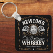 Altes Moonshine Whiskey-Etikett und FOTO Familienn Schlüsselanhänger (Vorderseite)