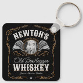 Altes Moonshine Whiskey-Etikett und FOTO Familienn Schlüsselanhänger (Rückseite)