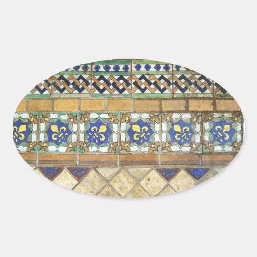 Altes Mosaik Ovaler Aufkleber (Vorderseite)