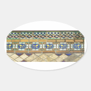 Altes Mosaik Ovaler Aufkleber
