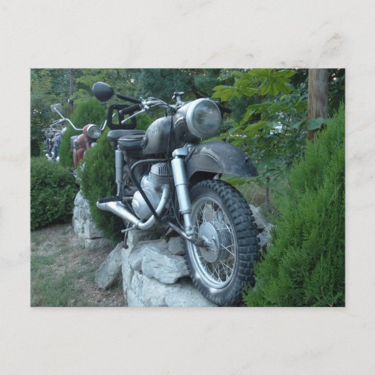 Altes Motorrad Foto Postkarte (Vorderseite)