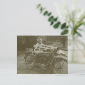 Altes Motorrad mit Beiwagen Vintages Foto Postkarte (Stehend Vorderseite)