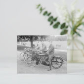 Altes Motorradteam Vintages Foto Postkarte (Stehend Vorderseite)