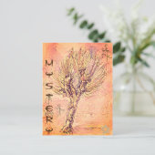 Altes Mysterium mit Baum und unbekannten Symbolen Postkarte (Stehend Vorderseite)