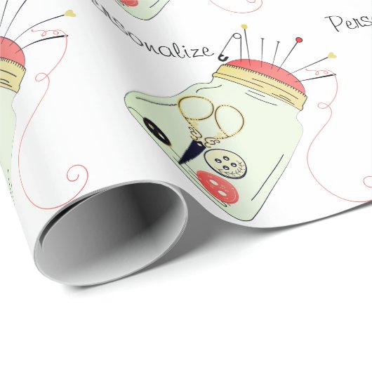 Altes Nähset Geschenkpapier (Rolleneckpunkt)