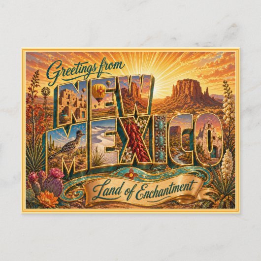 Altes New Mexico Gruß Von Postkarte (Vorderseite)