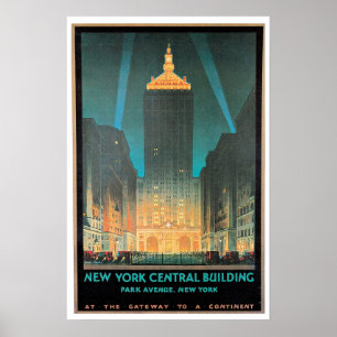 Altes New York Central Building Reiseinserat Poster