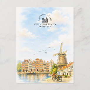 Altes Niederland – Amsterdam Aquarell Reise Feiertagspostkarte