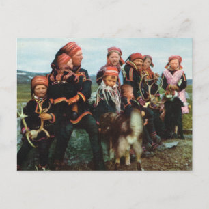Altes Norwegen, Lappland, Samifamilie 1950 Postkarte