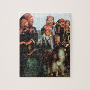 Altes Norwegen, Lappland, Samifamilie 1950 Puzzle