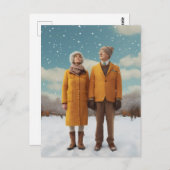 Altes Paar im Schnee Postkarte (Vorne/Hinten)