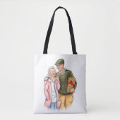 Altes Paar vollfarbige Original Kunst Jubiläum Tasche (Vorderseite)