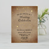 Altes Papier Beige Moody Gold Foil Hochzeit Folieneinladung (Stehend vorne)