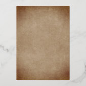 Altes Papier Beige Moody Gold Foil Hochzeit Folieneinladung (Rückseite)