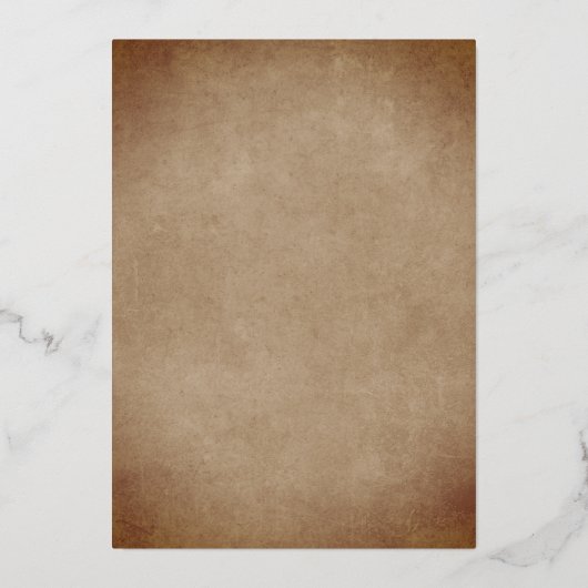 Altes Papier Beige Moody Gold Foil Hochzeit Folieneinladung (Rückseite)