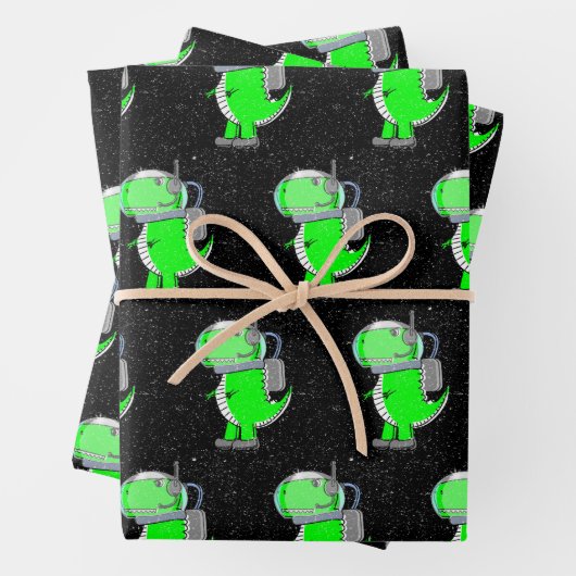 Altes Papier Druckastronaut T-Rex Dinosaur (Beispiel)