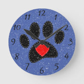 Altes Papier Druckhund Lover Blau Runde Wanduhr (Vorderseite)