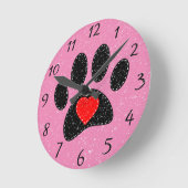Altes Papier Druckhund viel rosa Runde Wanduhr (Winkel)