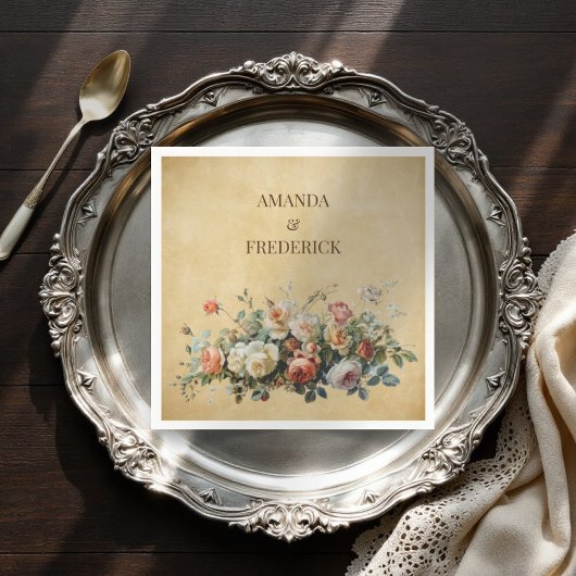 Altes Papier florale Anordnung boho rustikal Serviette