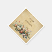 Altes Papier florale Anordnung boho rustikal Serviette (Ecke)