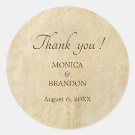 Altes Papier Hochzeit danke Ihnen bevorzugt Aufkle Runder Aufkleber