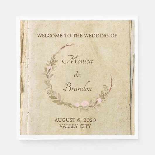 Altes Papier Jahrgang Hochzeitsnapkins Serviette (Vorderseite)