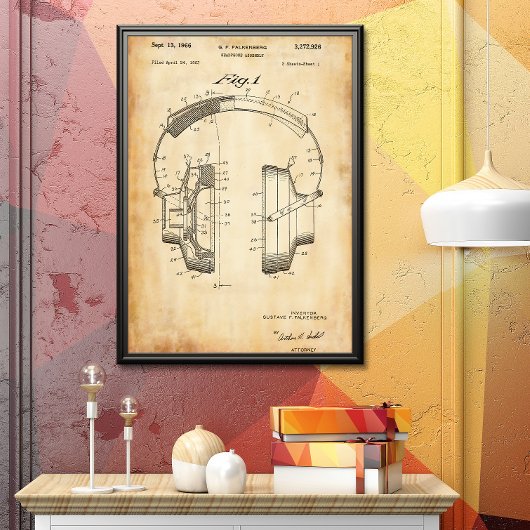 Altes Papier | Kopfhörer-Patent Poster