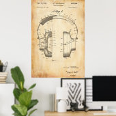 Altes Papier | Kopfhörer-Patent Poster (Heimbüro)