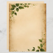 Altes Papier mit grünen Blätter (Vorne/Hinten)