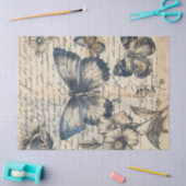 Altes Papier mit monochromen Farbschmetterlingen R (Basteln)