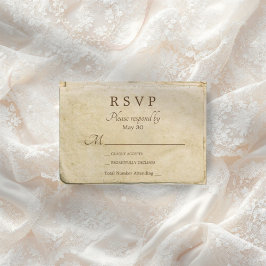 Altes Papier rustikale Hochzeitskarte RSVP Karte