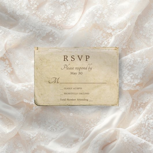 Altes Papier rustikale Hochzeitskarte RSVP Karte