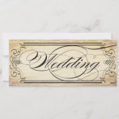 Altes Papier Ticket Geblüht Typografie Hochzeit Einladung (Rückseite)