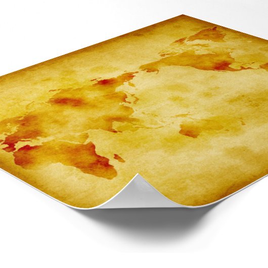 Altes Papier verblasst Malerweltkarte Poster (Ecke)