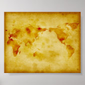 Altes Papier verblasst Malerweltkarte Poster (Vorne)