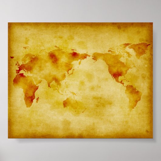 Altes Papier verblasst Malerweltkarte Poster (Vorne)