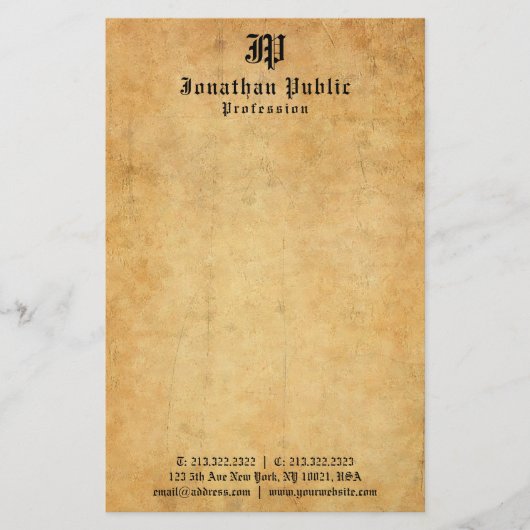 Altes Papierbild Elegante Vintage, typisierte Text Briefpapier (Vorderseite)