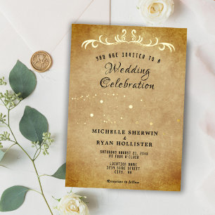 Altes Papierornament Romantische Hochzeit im alten Folieneinladung