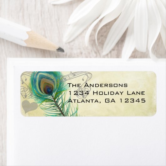 Altes Parchment Vintage Birds Pfauenfeder (Insitu)