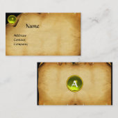 ALTES PARKMENT, GEM STEIN, MONOGRAMM gelb Visitenkarte (Vorne/Hinten)