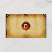 ALTES PARKMENT, GEM STEIN, MONOGRAMM rot Visitenkarte (Rückseite)