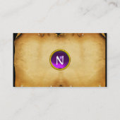 ALTES PARKMENT, GEM STONE, MONOGRAMM lila Visitenkarte (Rückseite)