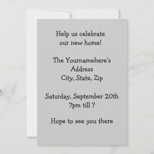 Altes Party Einladung (Rückseite)