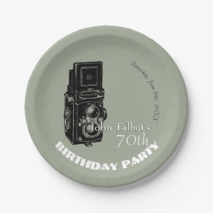 Altes Party-Papierplatte 1 Geburtstag der Kamera Pappteller